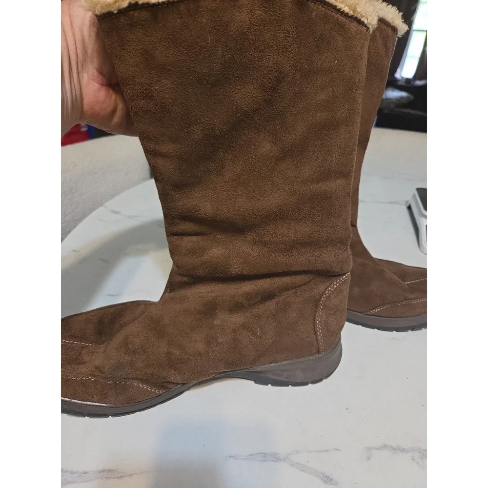 Itasca Blitzen Women's Size 10 Brown Faux Suede Winter Boots Faux Fur Lined